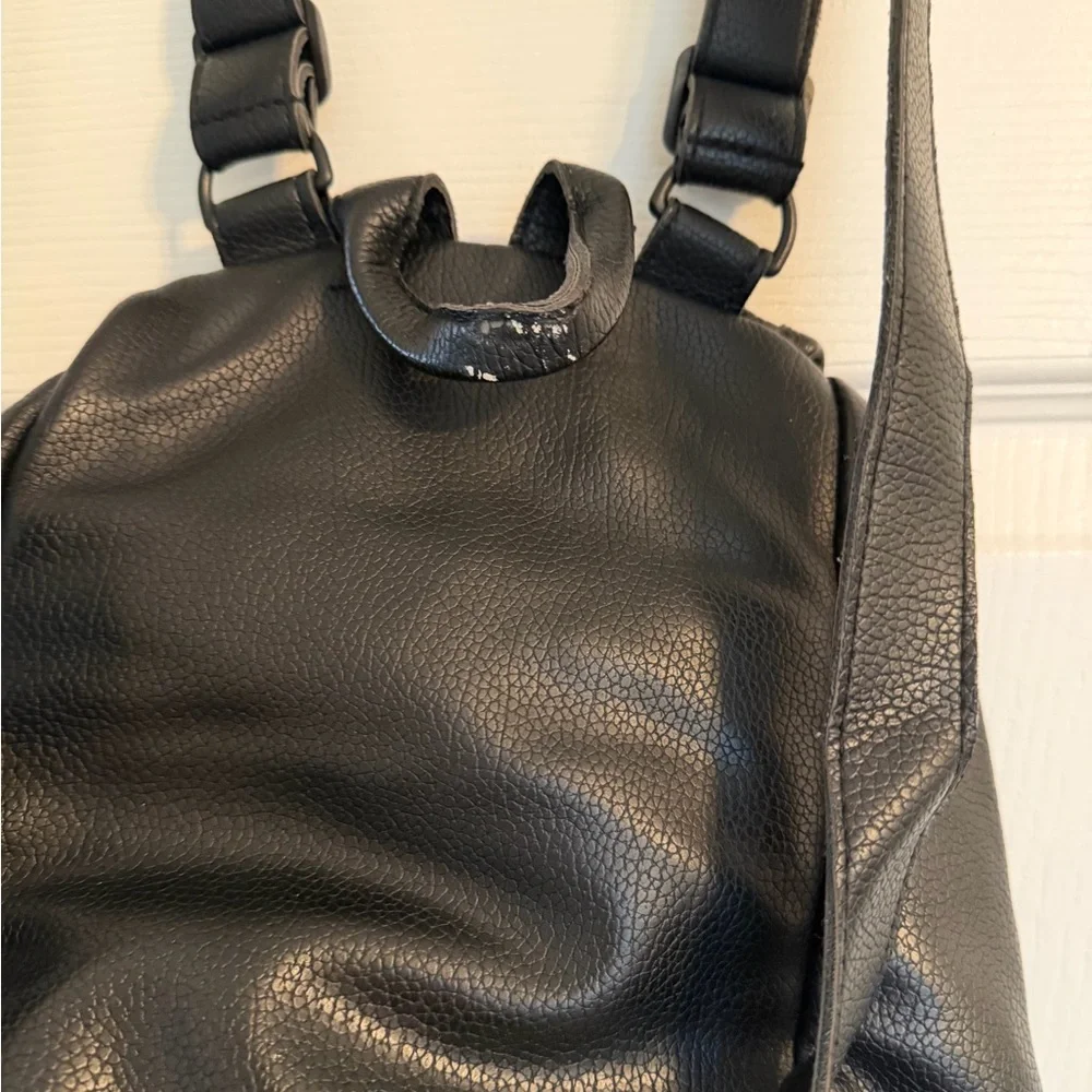Adidas Black faux‎ Leather Drawstring Backpack